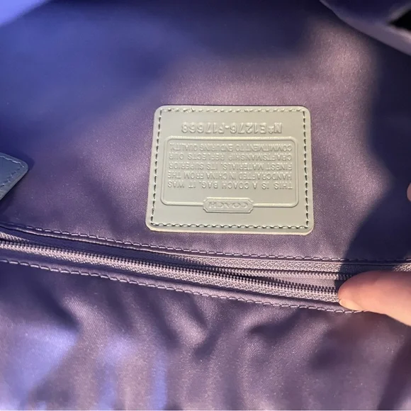 Coach Gray Signature Stitched Nylon/Leather Tote Bag - Picture 6 of 6